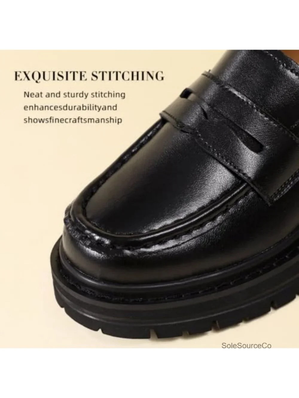Women's Penny Loafers Chunky Platform Lug Sole Faux Leather Slip-On